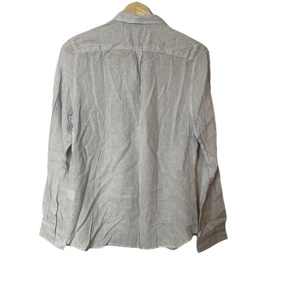 NWT UNTUCKit Linen Blend Angelen Striped Long Sleeve Button Down Shirt Size 0 - Picture 2 of 6
